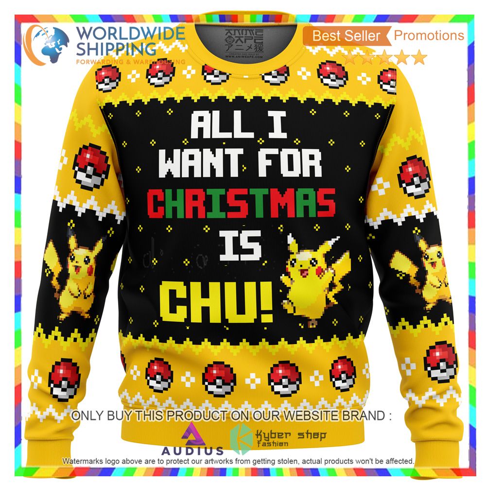 all i want picachu pokemon ugly christmas sweater 1 89087