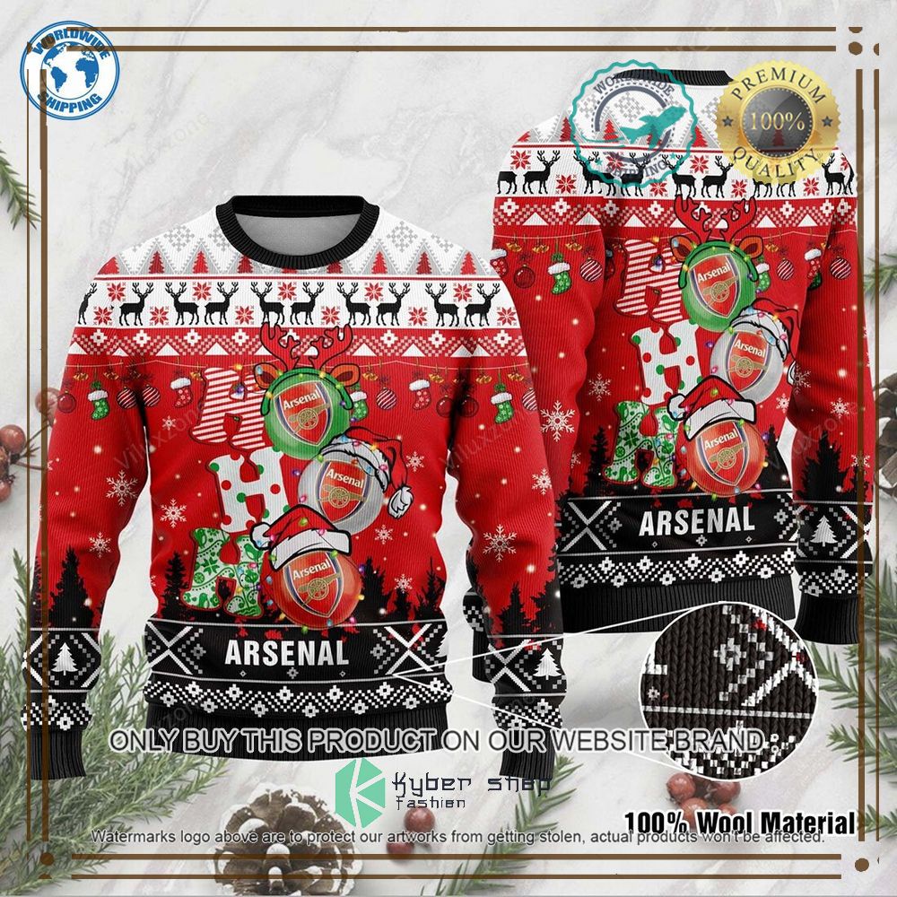 arsenal red white black ugly christmas sweater 1 6896