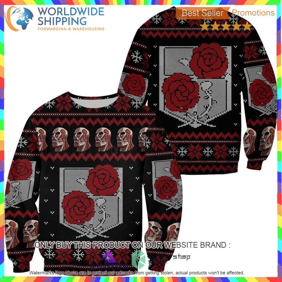 attack on titan garrison ugly christmas sweater 1 73399