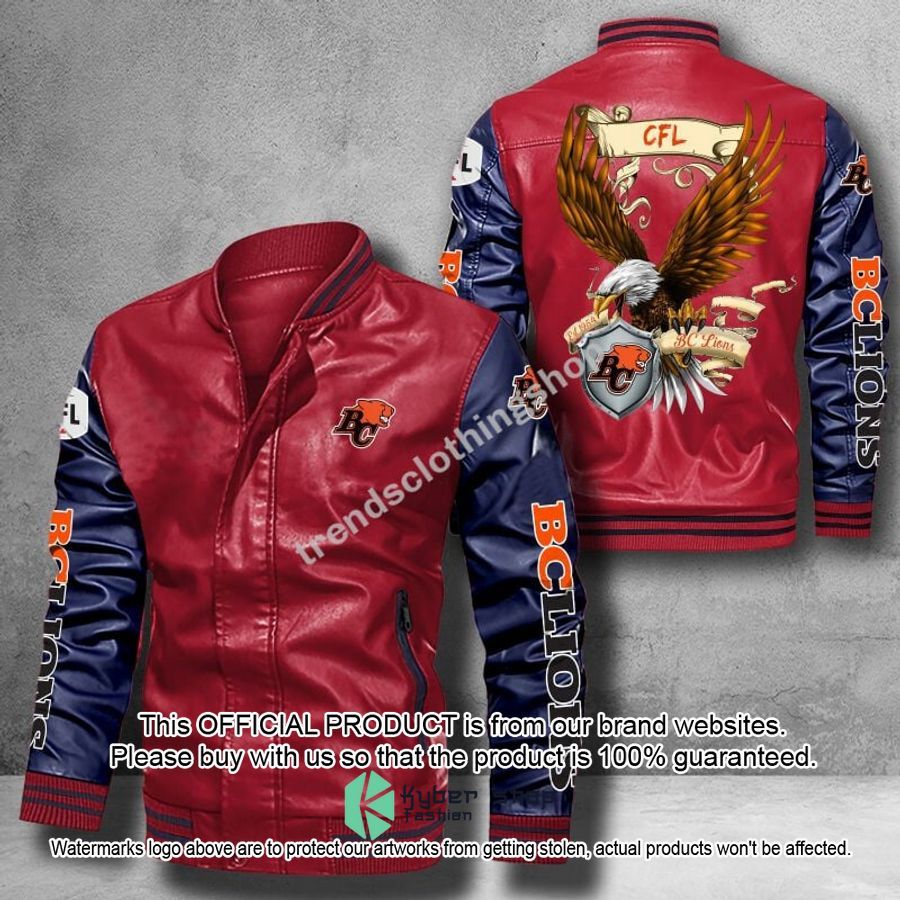 BC Lions Eagle CFL Leather Bomber Jacket 10 BC Lions Eagle CFL Leather Bomber Jacket word2