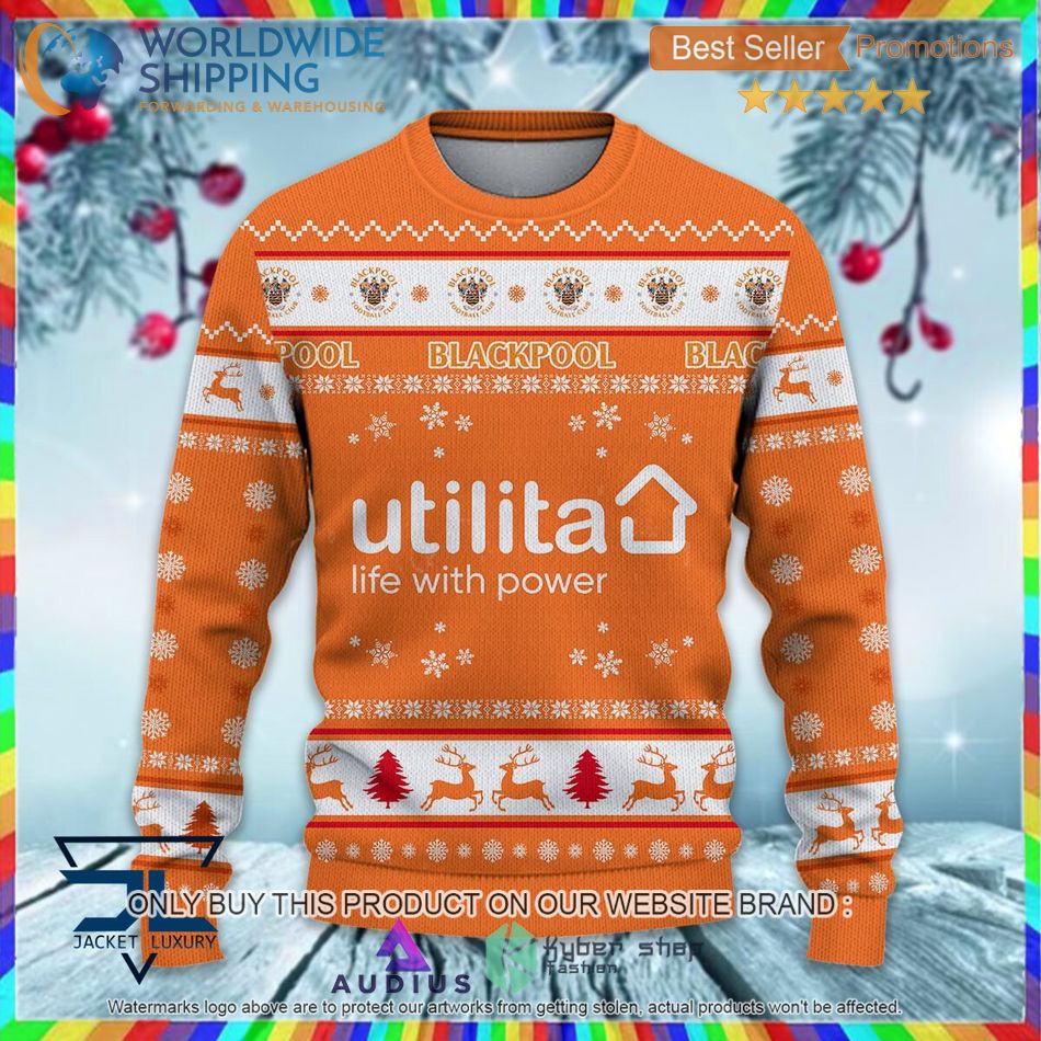 blackpool f c efl ugly christmas sweater 2 19832