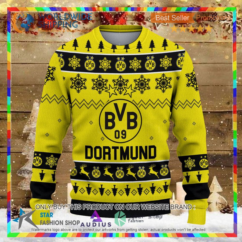 borussia dortmund yellow ugly christmas sweater 2 99107