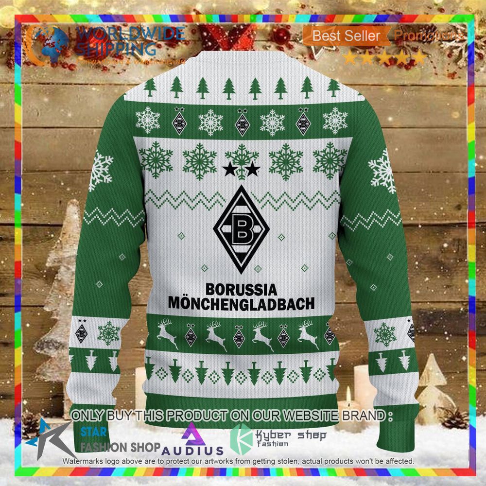 Borussia Monchengladbach white green Ugly Christmas Sweater 3 borussia monchengladbach white green ugly christmas sweater 3 92887