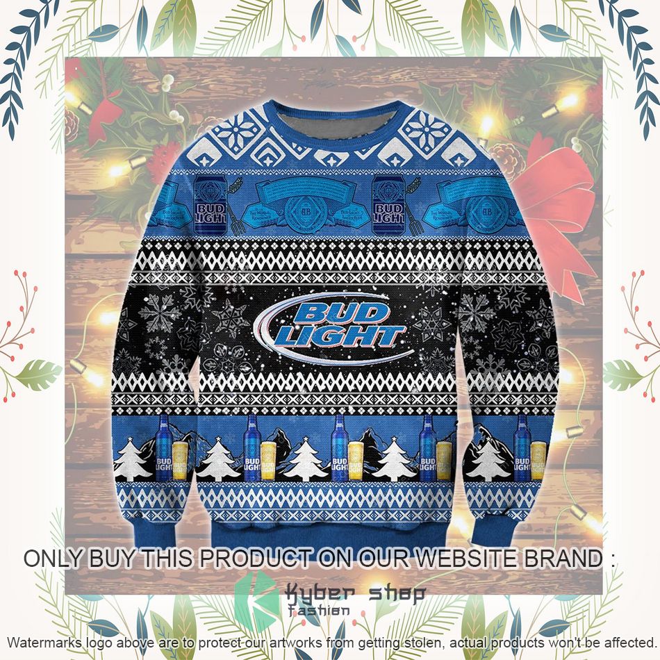 bud light black blue ugly christmas sweater 1 57519