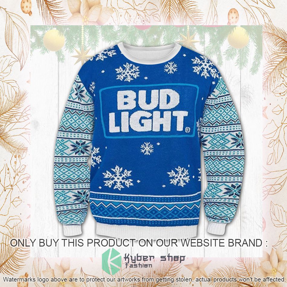 bud light blue ugly christmas sweater 2 57054