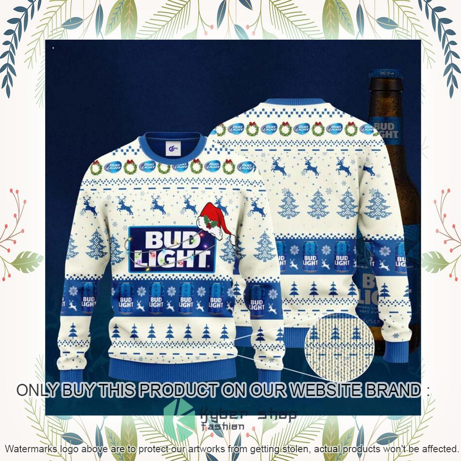 bud light santa hat ugly christmas sweater 1 11457
