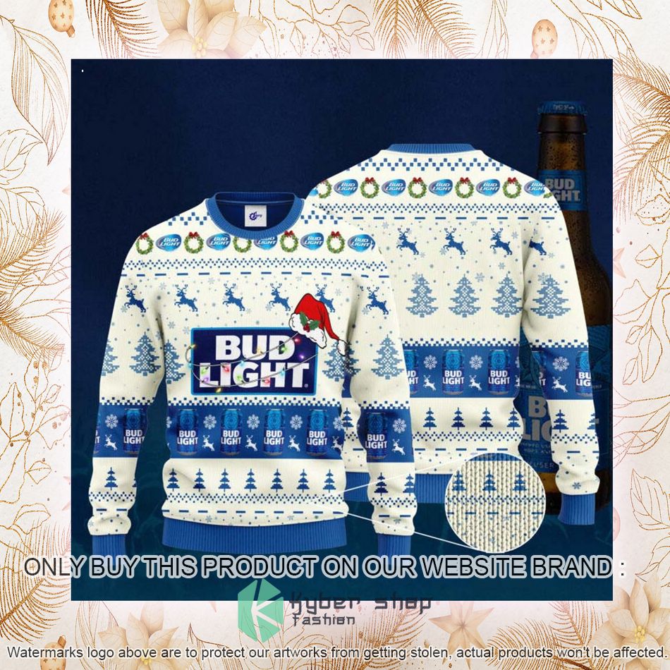bud light santa hat ugly christmas sweater 2 51647