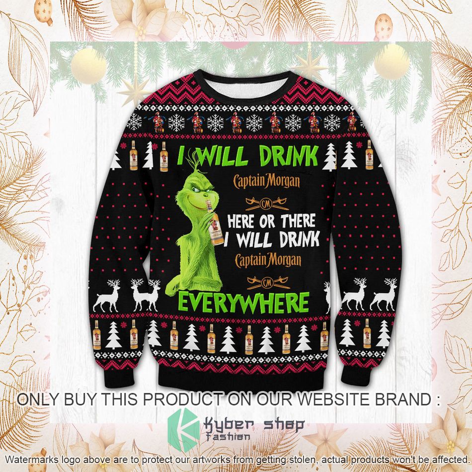captain morgan grinch ugly christmas sweater 2 45489