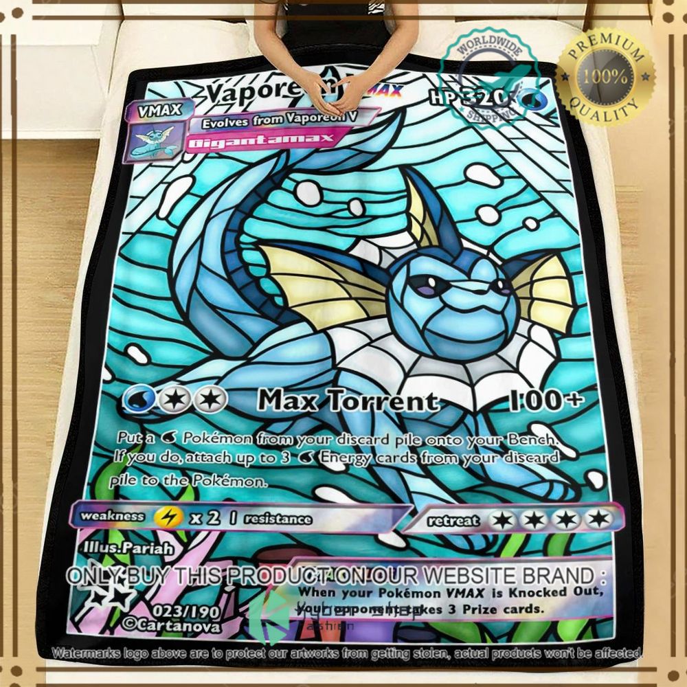 Card Card Vaporeon Hybrid Vmax Stain Glass Custom Pokemon Soft Blanket 3 card card vaporeon hybrid vmax stain glass custom pokemon soft blanket 3 68995
