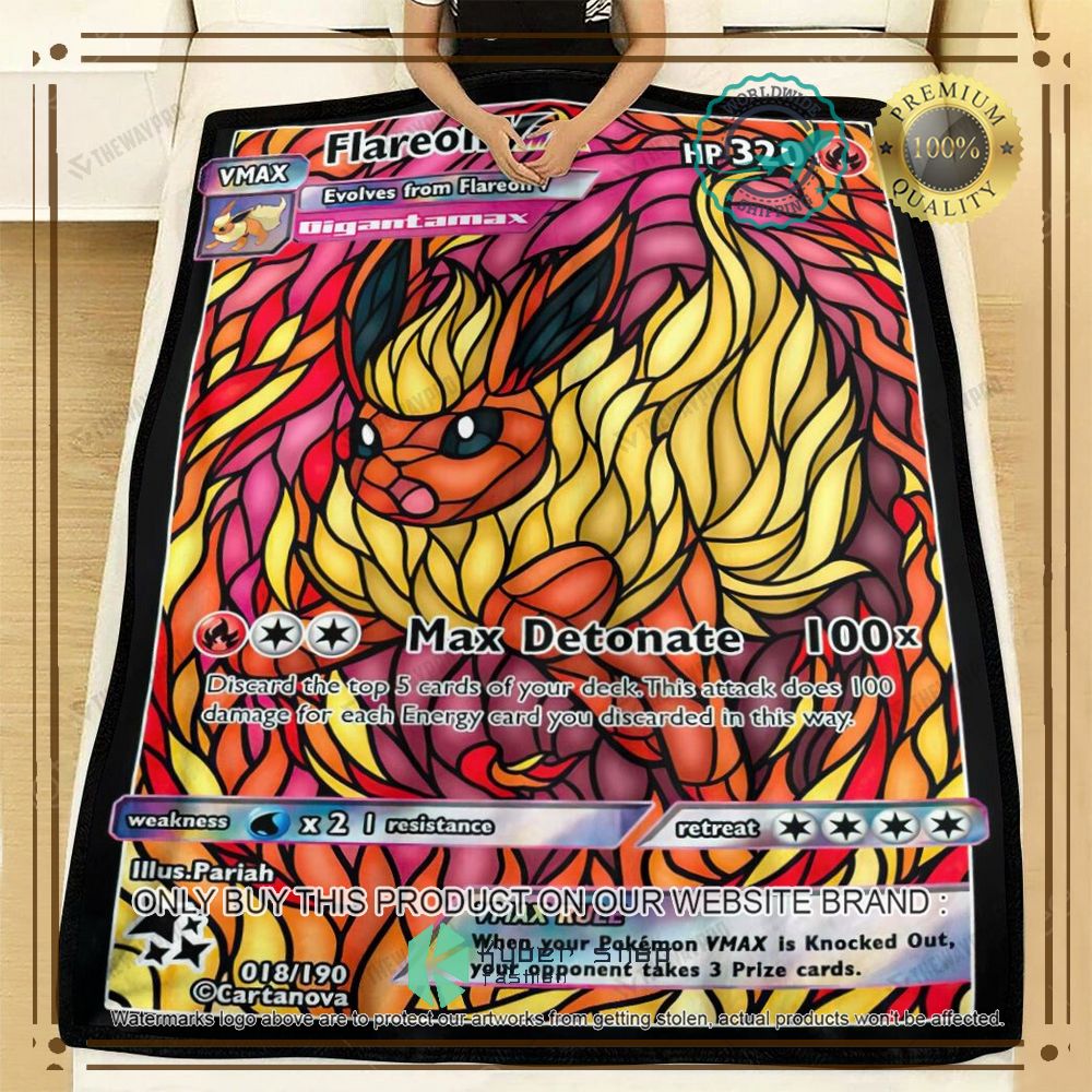 Card Flareon Hybrid Vmax Stain Glass Anime Pokemon Blanket 3 card flareon hybrid vmax stain glass anime pokemon blanket 3 43073