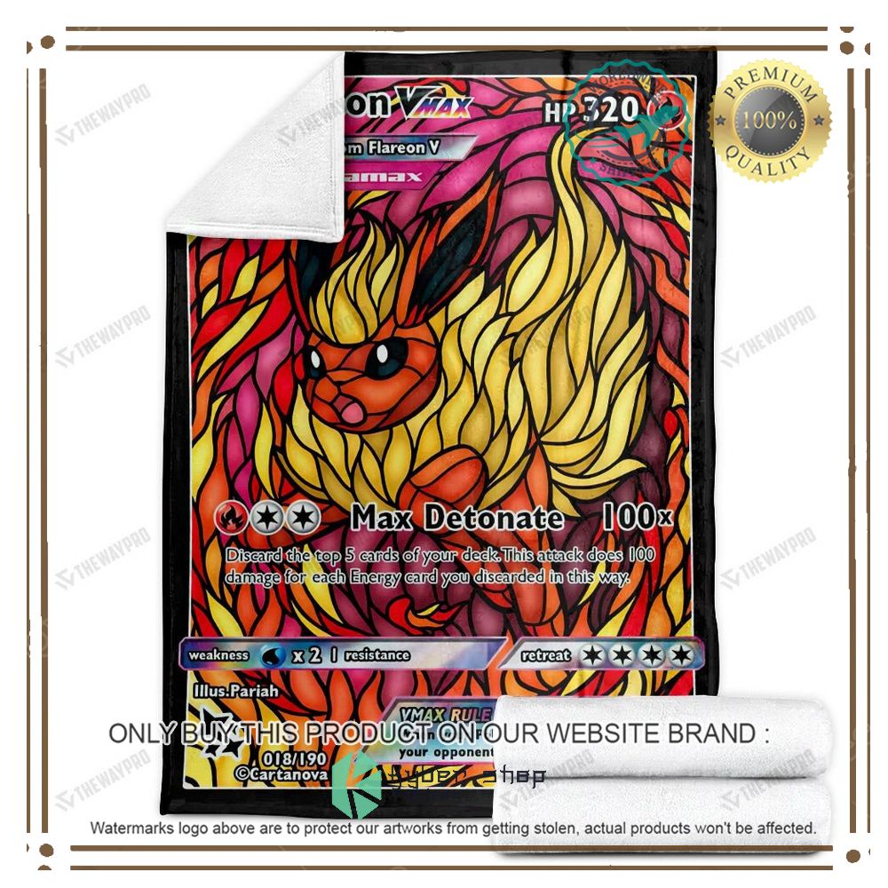 Card Flareon Hybrid Vmax Stain Glass Anime Pokemon Blanket 4 card flareon hybrid vmax stain glass anime pokemon blanket 4 65992