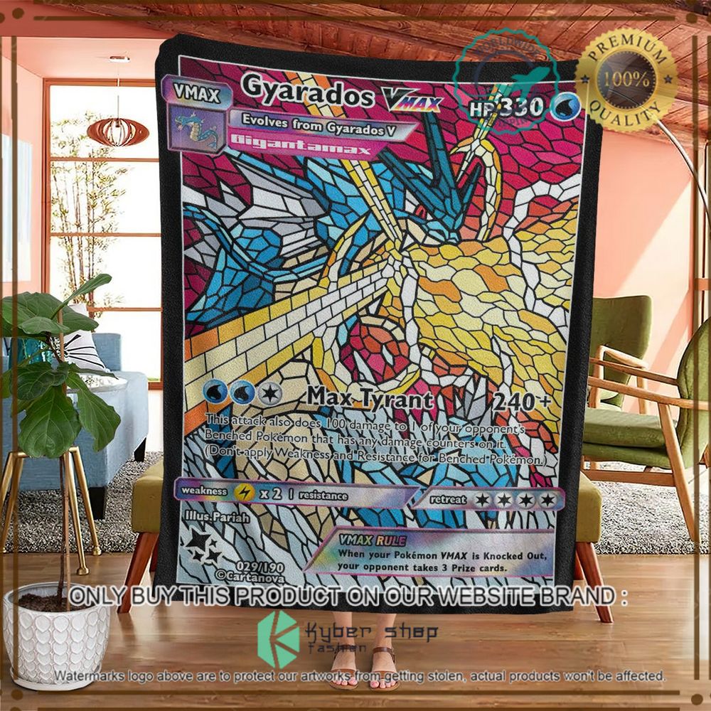 card gyarados hybrid vmax stain glass custom pokemon soft blanket 2 24699