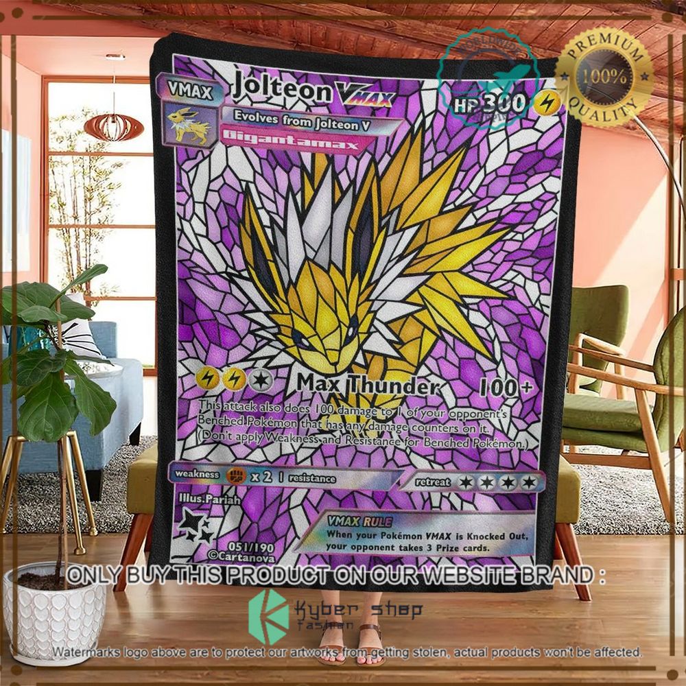 card jolteon hybrid vmax stain glass custom pokemon soft blanket 2 706