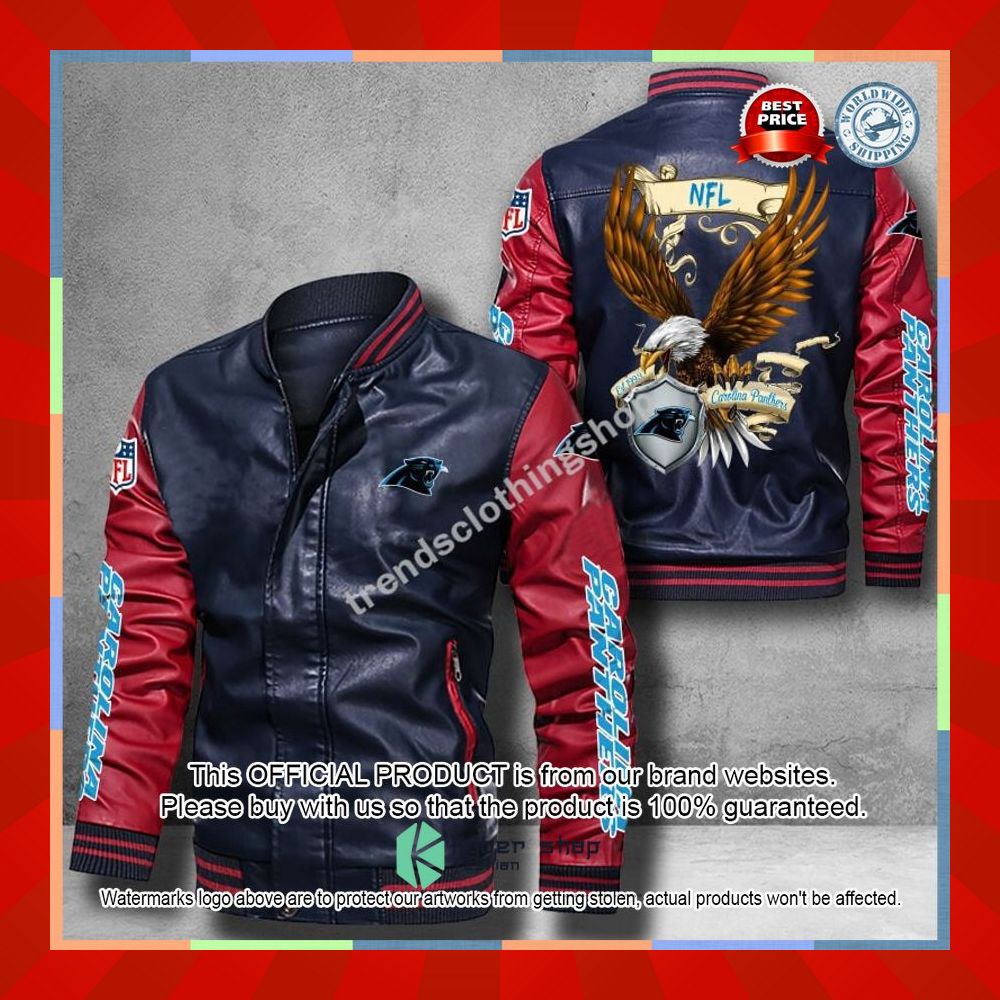 Carolina Panthers NFL Eagle Leather Bomber Jacket 10 Carolina Panthers NFL Eagle Leather Bomber Jacket word3