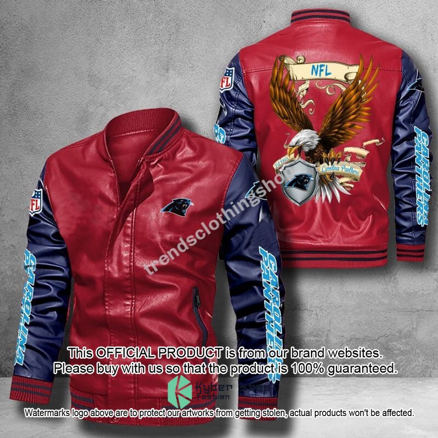 Carolina Panthers NFL Eagle Leather Bomber Jacket 5 Carolina Panthers NFL Eagle Leather Bomber Jacket word3
