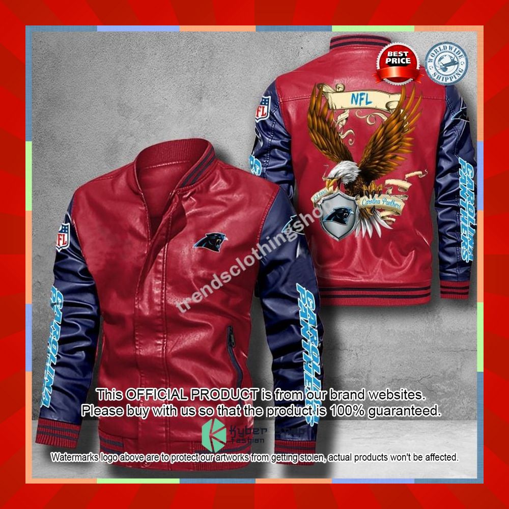 Carolina Panthers NFL Eagle Leather Bomber Jacket 11 Carolina Panthers NFL Eagle Leather Bomber Jacket word3