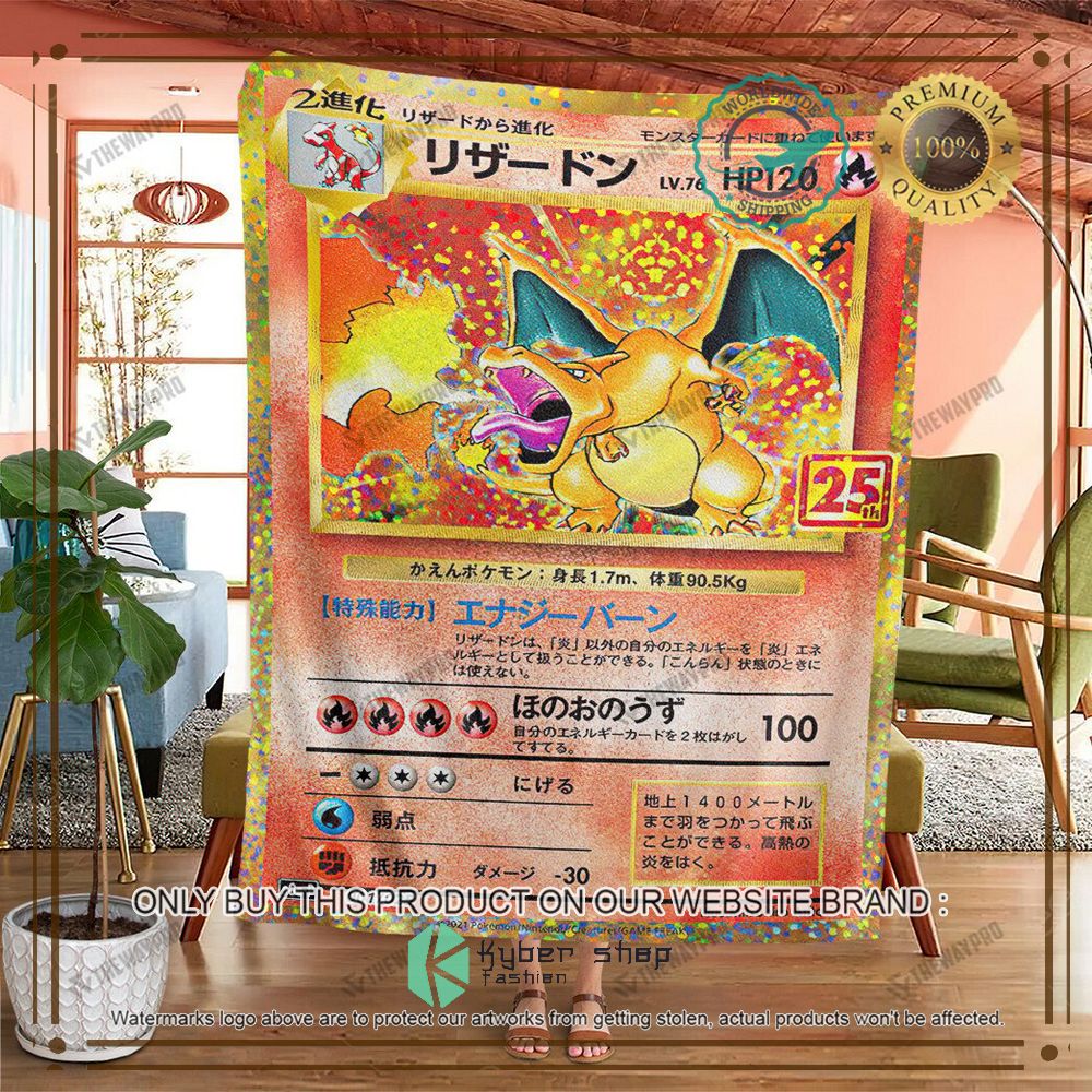 charizard 25th anniversary anime pokemon blanket 2 84829