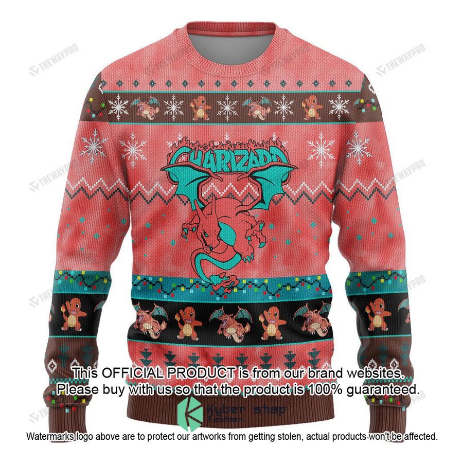 Charizard pink Christmas Sweater 4 Charizard pink Christmas Sweater word1