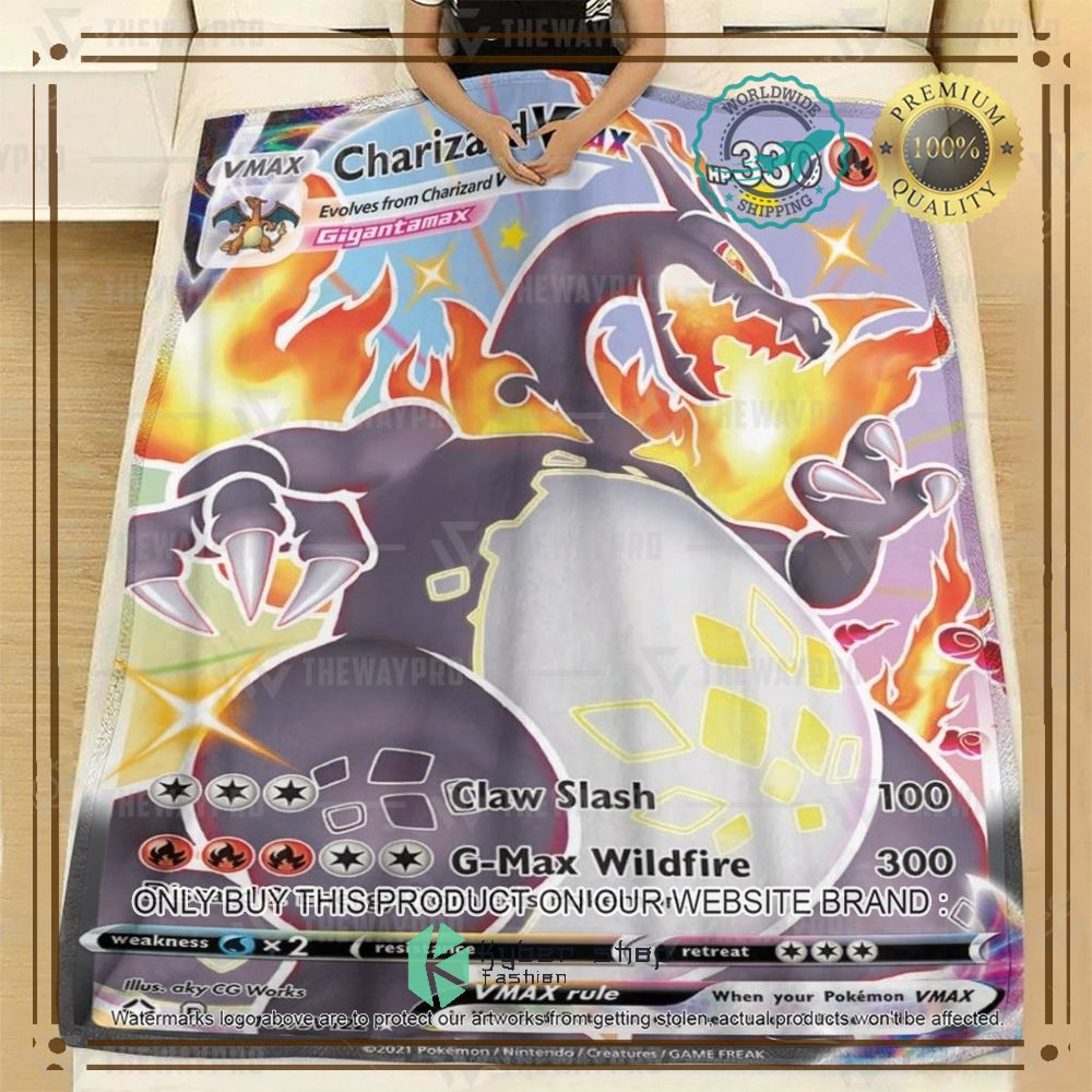 Charizard VMAX Shining Fates Anime Pokemon Blanket 3 charizard vmax shining fates anime pokemon blanket 3 36600