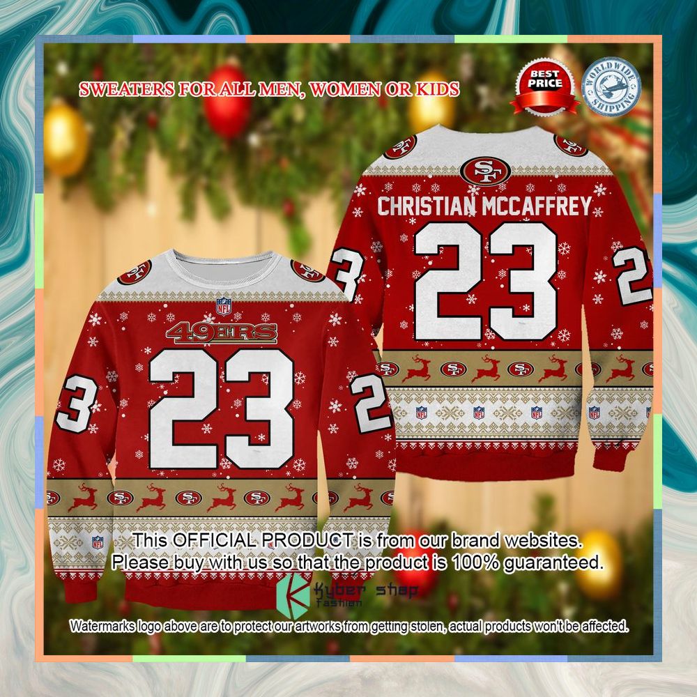 Christian McCaffrey San Francisco 49ers Christmas Sweater 3 Christian McCaffrey San Francisco 49ers Christmas Sweater word2
