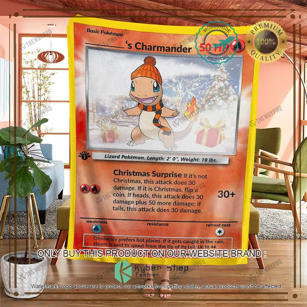 christmas charmander custom name anime pokemon blanket 2 42930