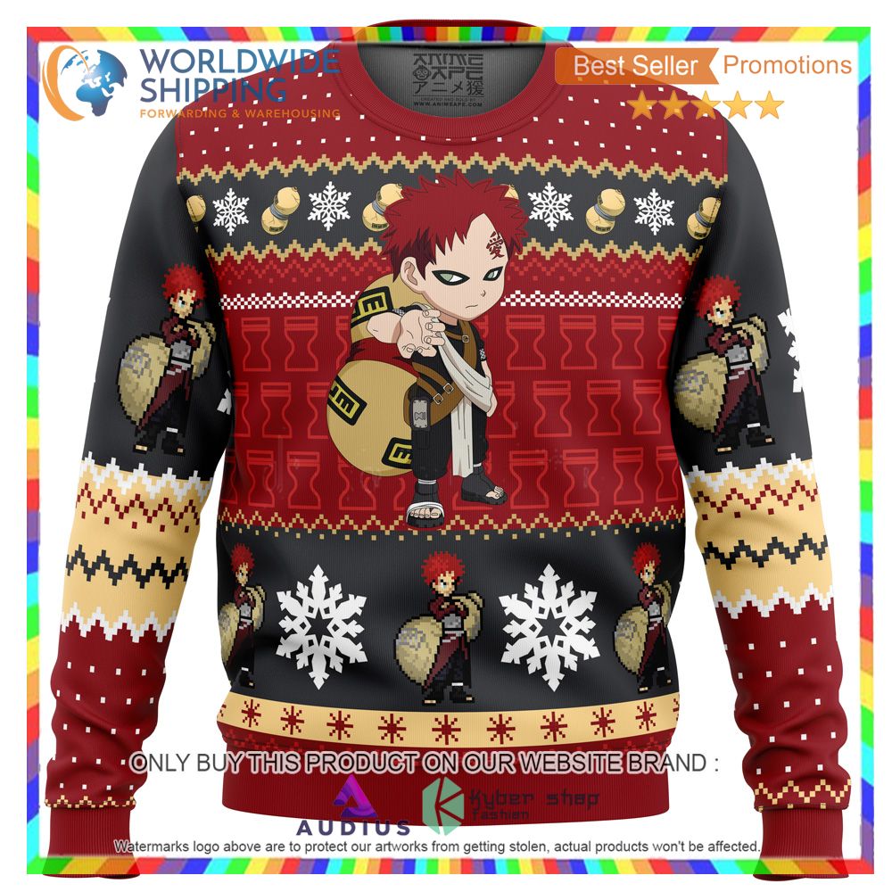 christmas gaara naruto ugly christmas sweater 2 92016