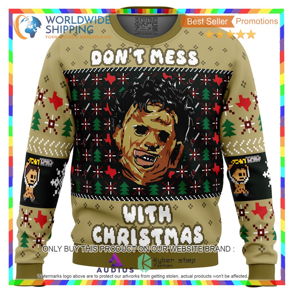 christmas in texas leatherface ugly christmas sweater 1 35286