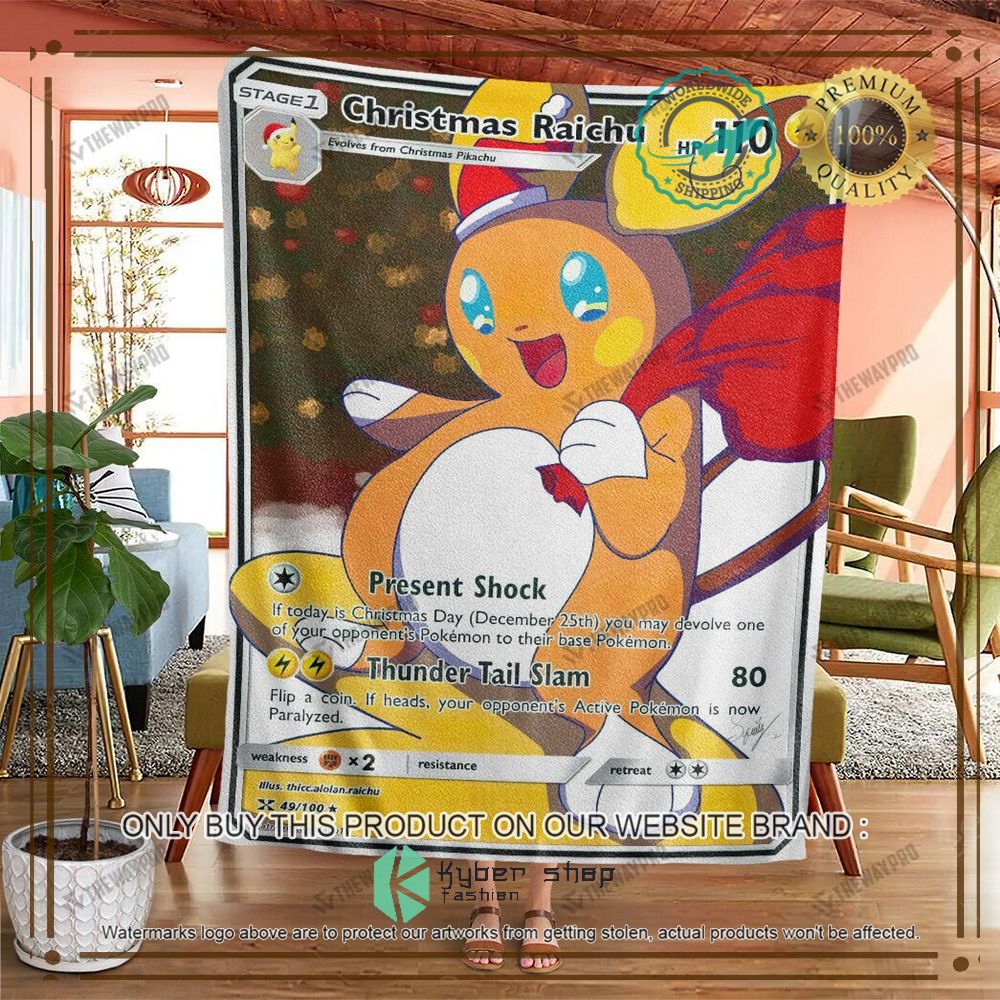 christmas raichu anime pokemon blanket 2 45970