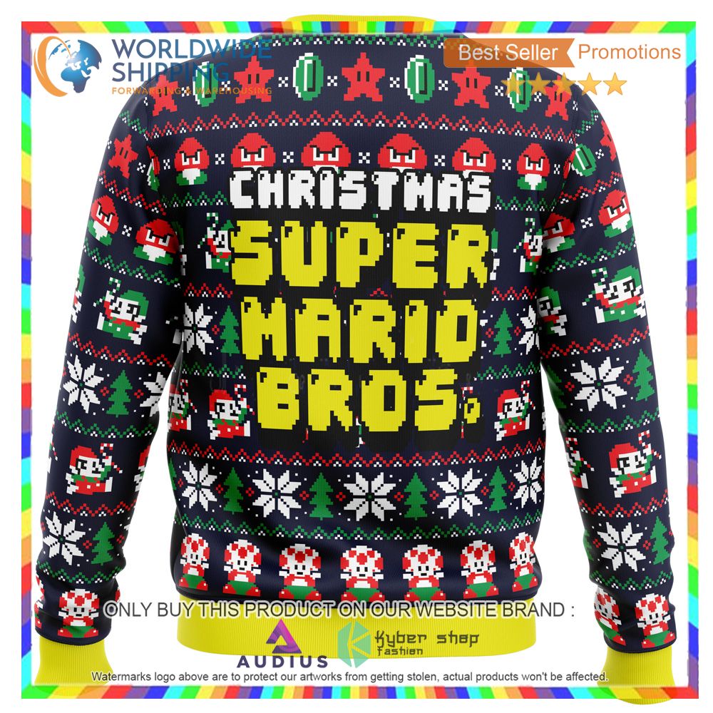 Christmas Super Mario Bros Ugly Christmas Sweater 3 christmas super mario bros ugly christmas sweater 3 80166