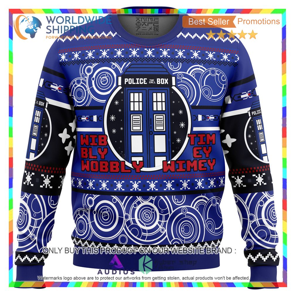 christmas through time and space doctor who ugly christmas sweater 1 1422