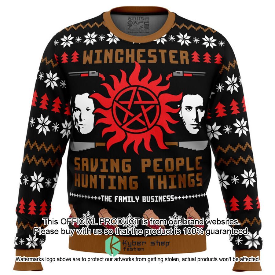 Christmas with the Winchesters Supernatural Christmas Sweater 1