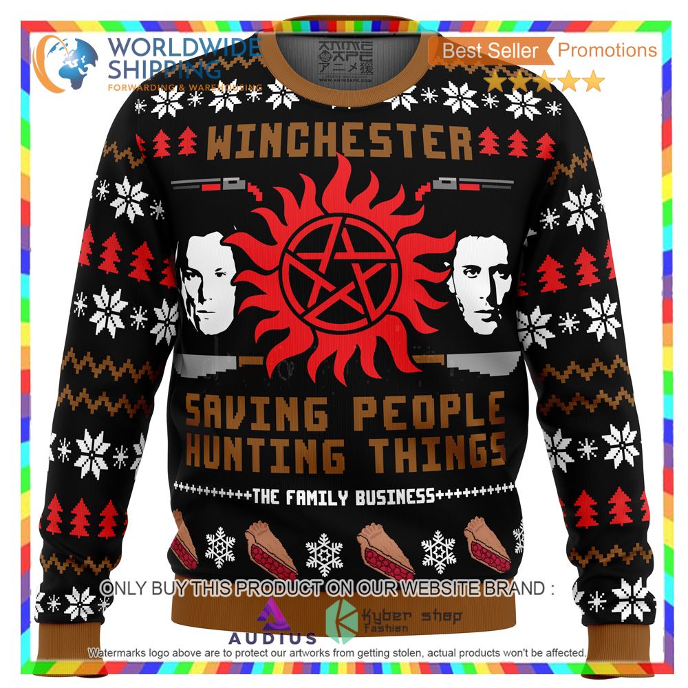 christmas with the winchesters supernatural ugly christmas sweater 1 97535
