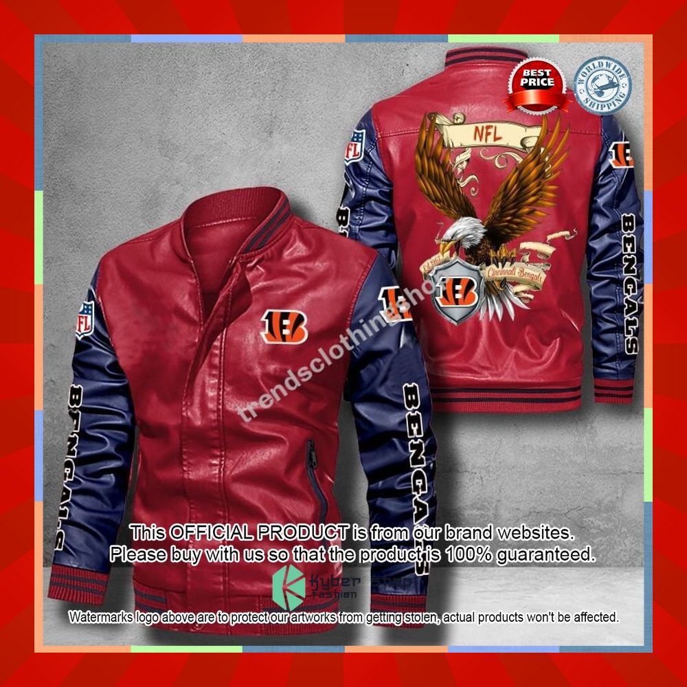 Cincinnati Bengals NFL Eagle Leather Bomber Jacket 11 Cincinnati Bengals NFL Eagle Leather Bomber Jacket word3