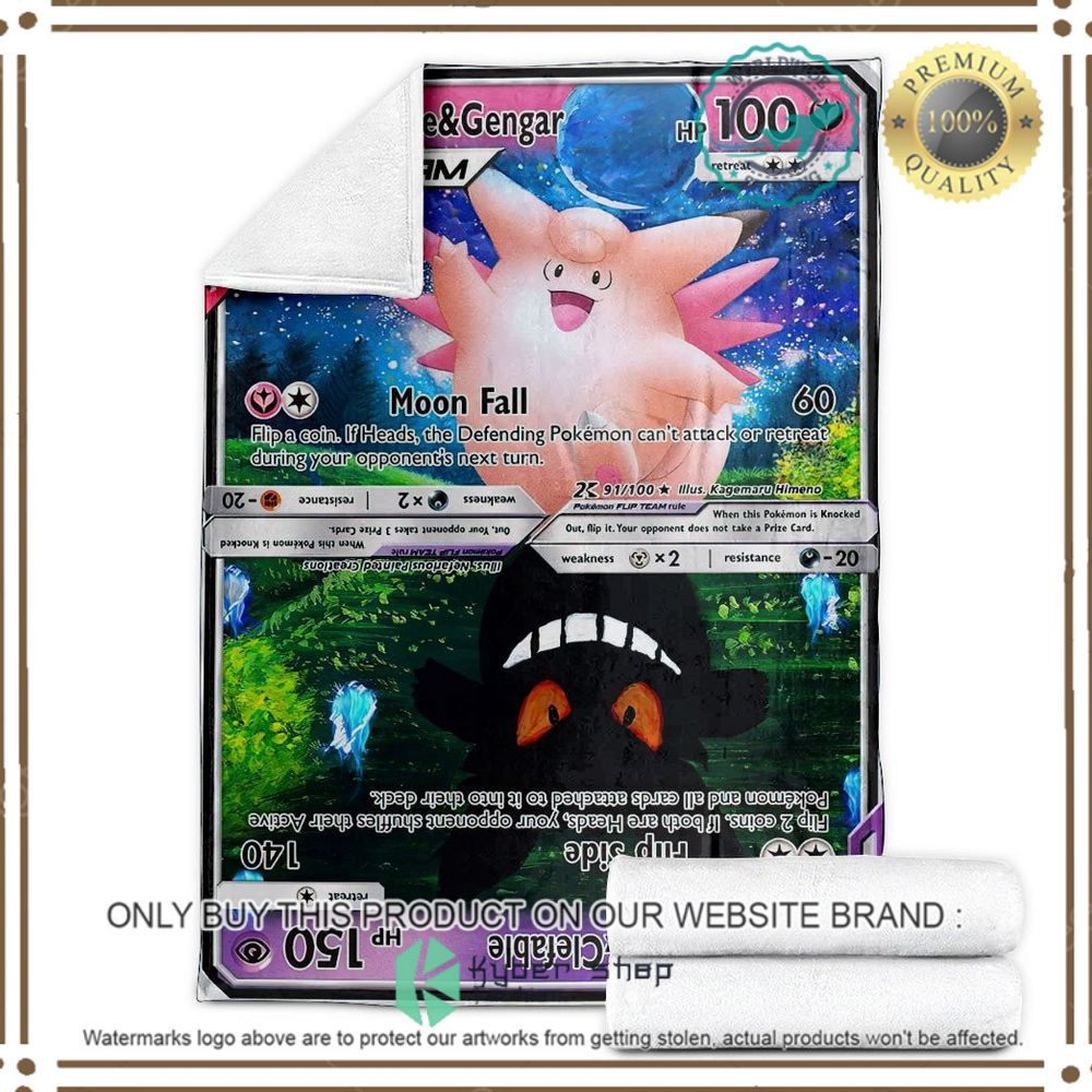 Clefable and Gengar Flip Team Custom Pokemon Soft Blanket 3 clefable and gengar flip team custom pokemon soft blanket 3 8475
