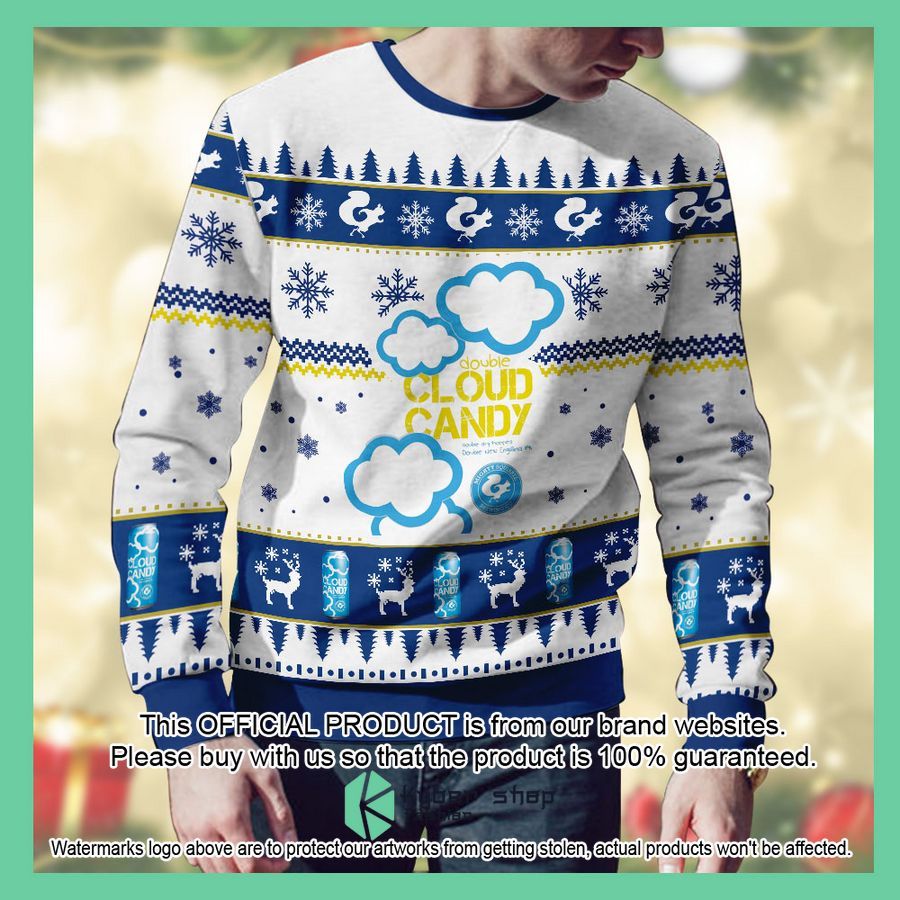 Cloudy Candy white blue Christmas Sweater 2