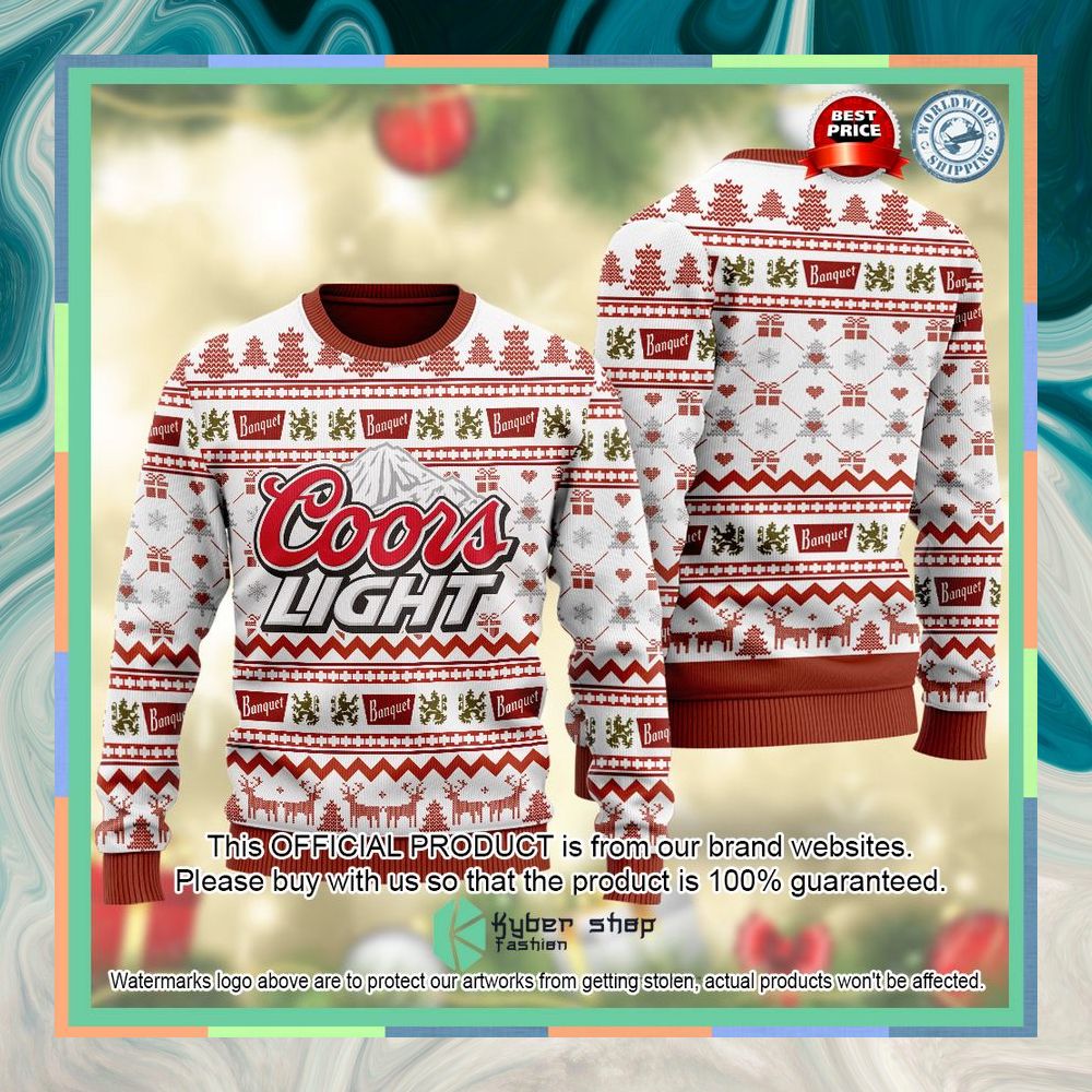 Coors Light white red Christmas Sweater 16