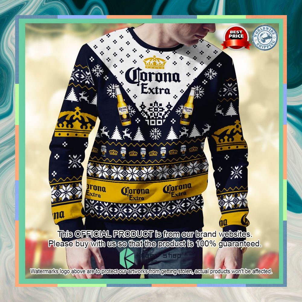 Corona Extra logo blue white Christmas Sweater 16