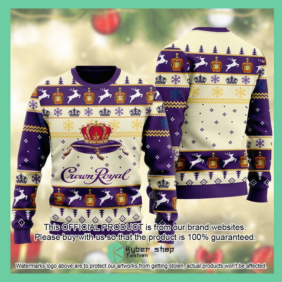 Crown Royal logo purple khaki Christmas Sweater 17