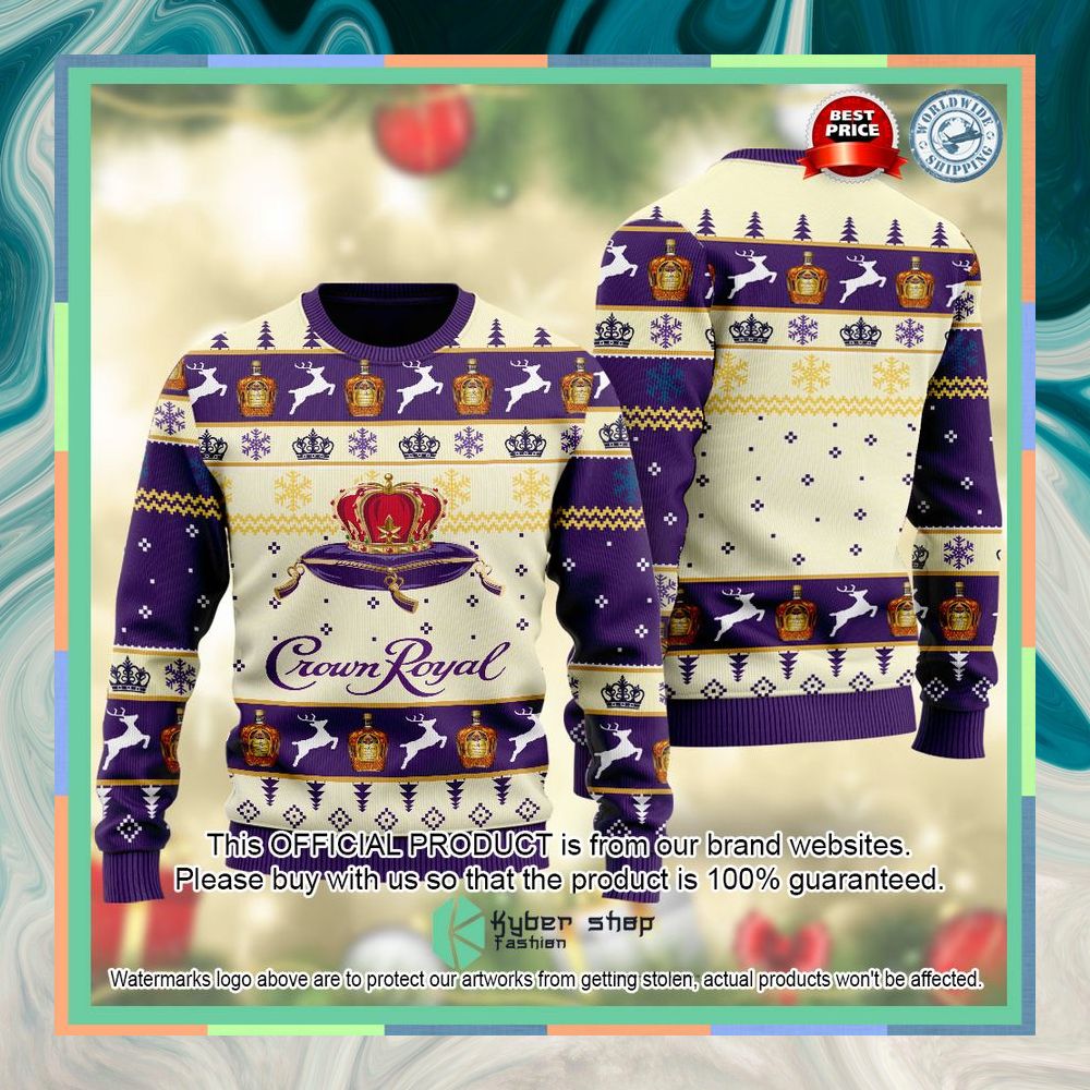 Crown Royal logo purple khaki Christmas Sweater 15