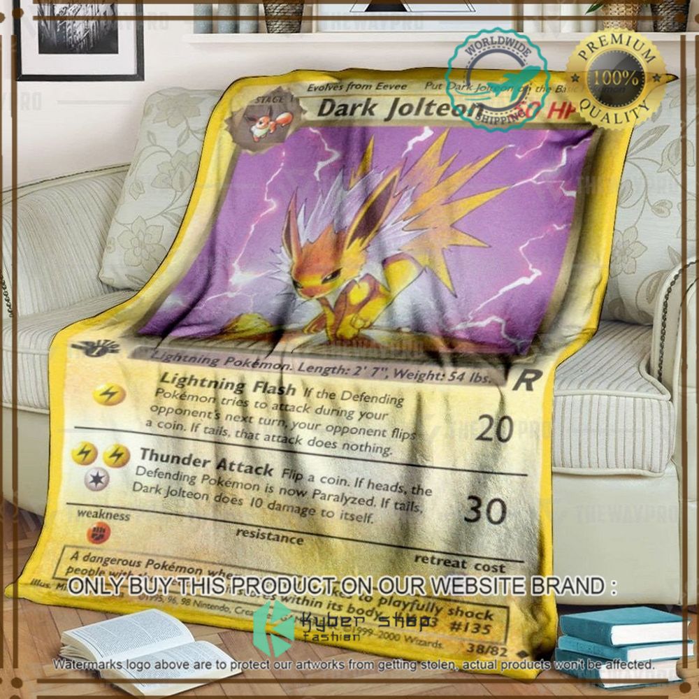 dark jolteon 1st edition custom pokemon soft blanket 1 86874