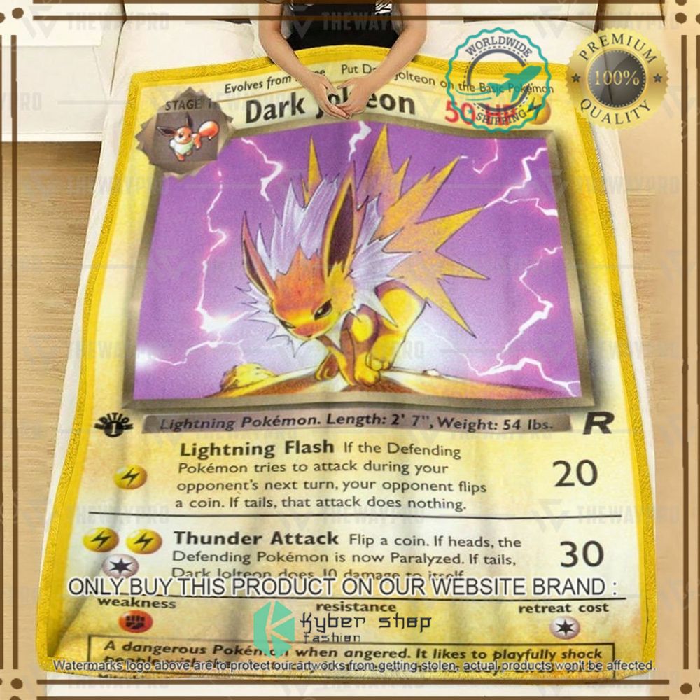 dark jolteon 1st edition custom pokemon soft blanket 2 75290