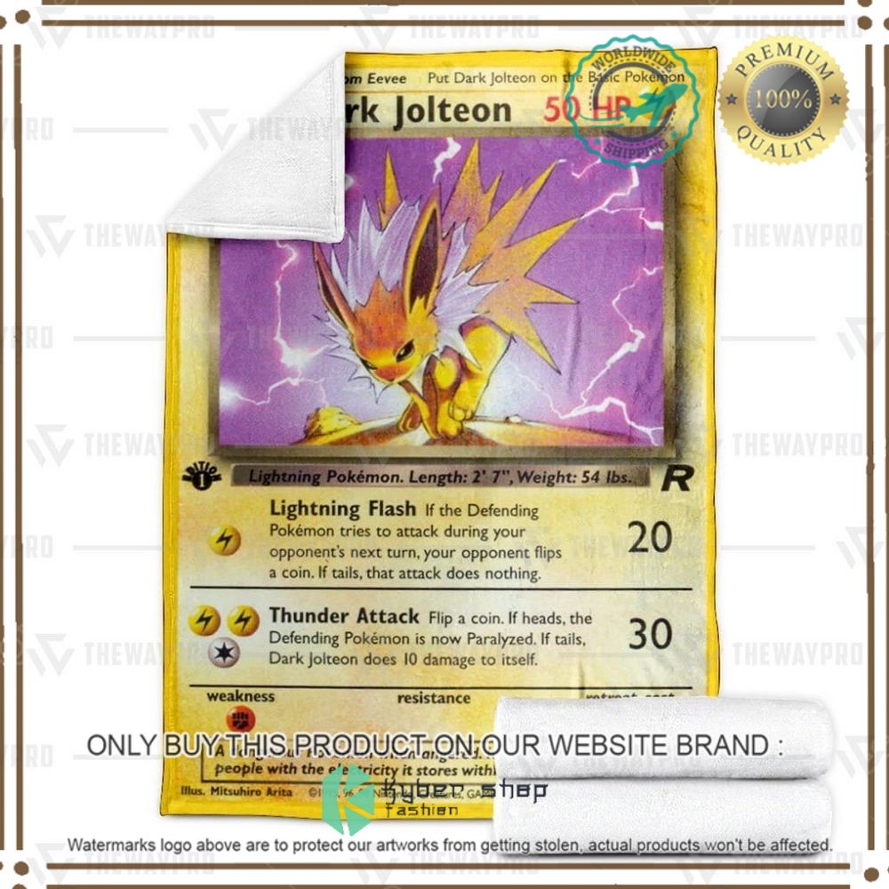 Dark Jolteon 1st Edition Custom Pokemon Soft Blanket 3 dark jolteon 1st edition custom pokemon soft blanket 3 39199