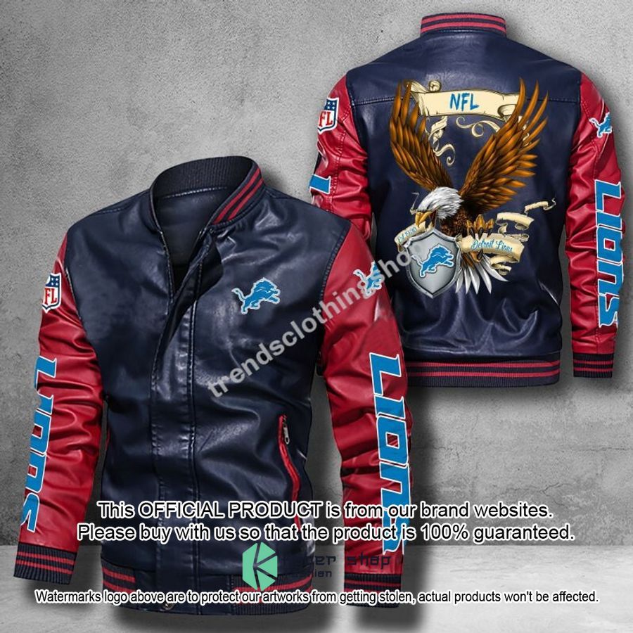 Detroit Lions NFL Eagle Leather Bomber Jacket 4 Detroit Lions NFL Eagle Leather Bomber Jacket word2