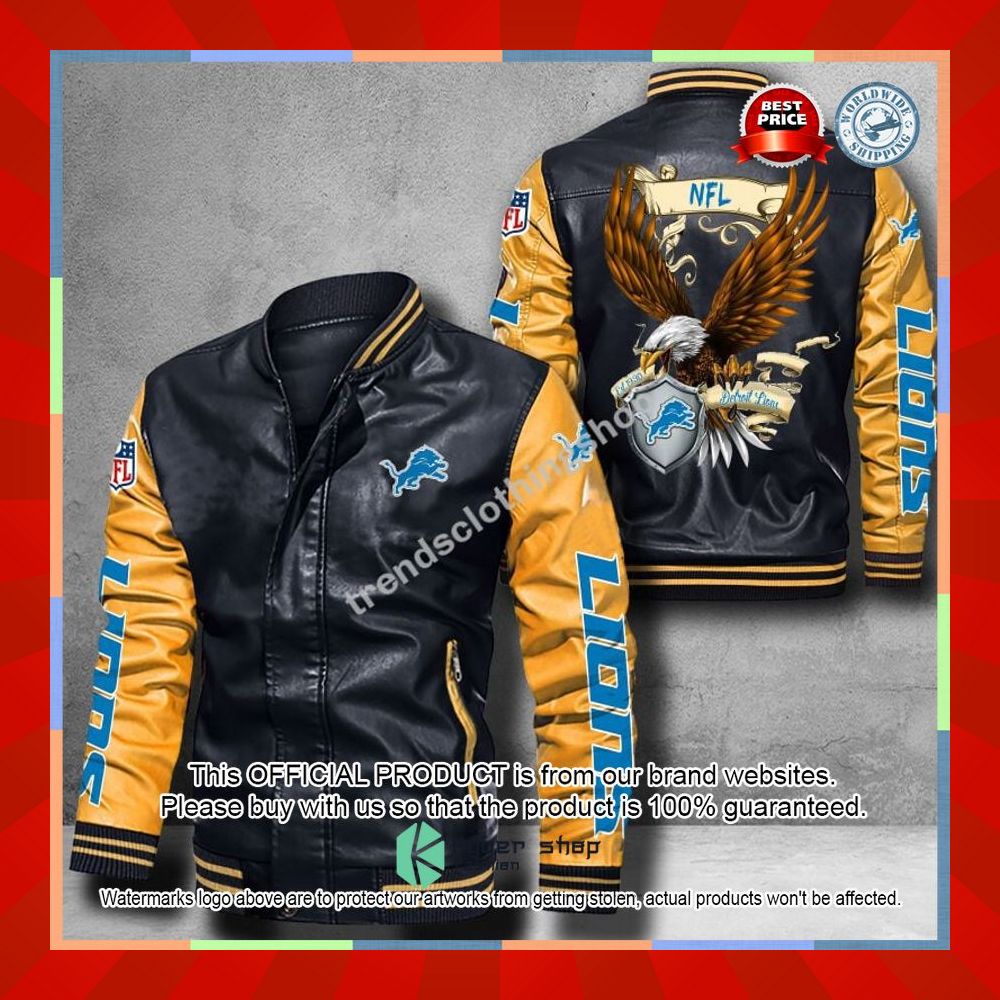 Detroit Lions NFL Eagle Leather Bomber Jacket 12 Detroit Lions NFL Eagle Leather Bomber Jacket word2