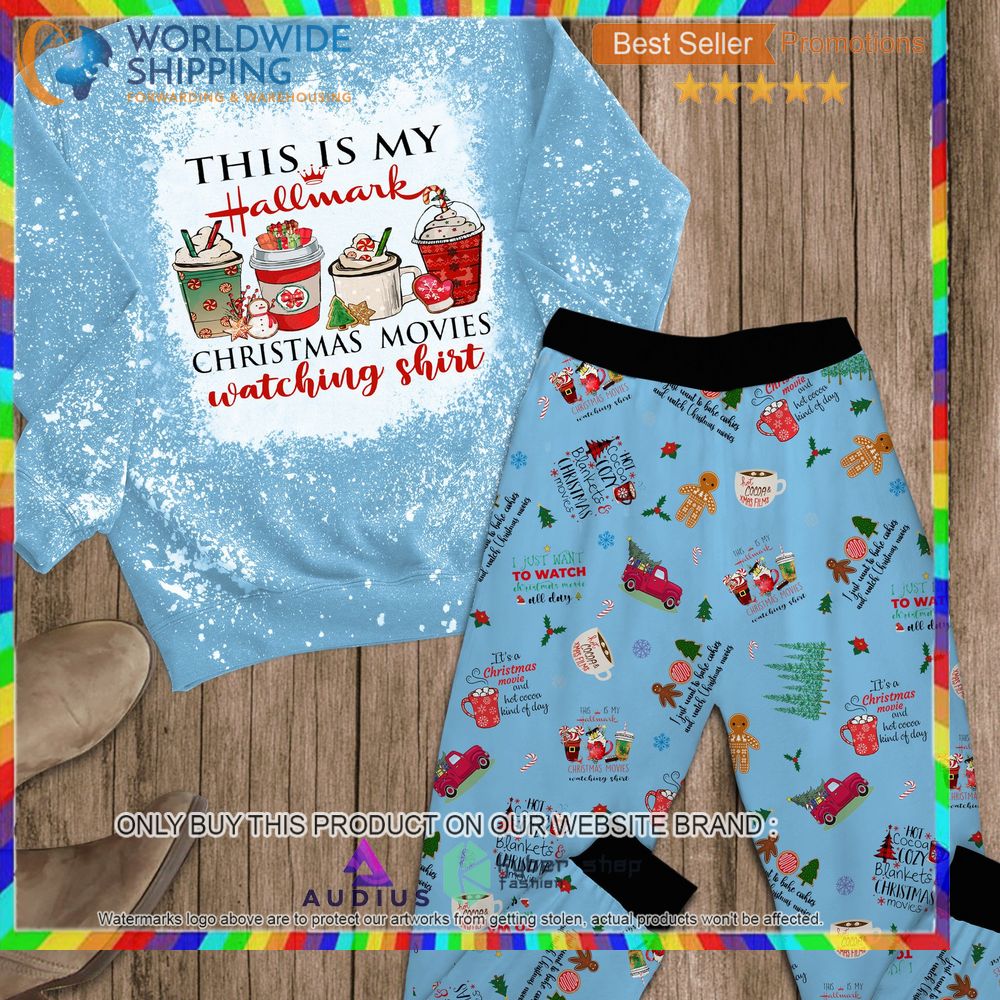 drinking this is my hallmark christmas movie watching shirt blue pajamas set 2 67973