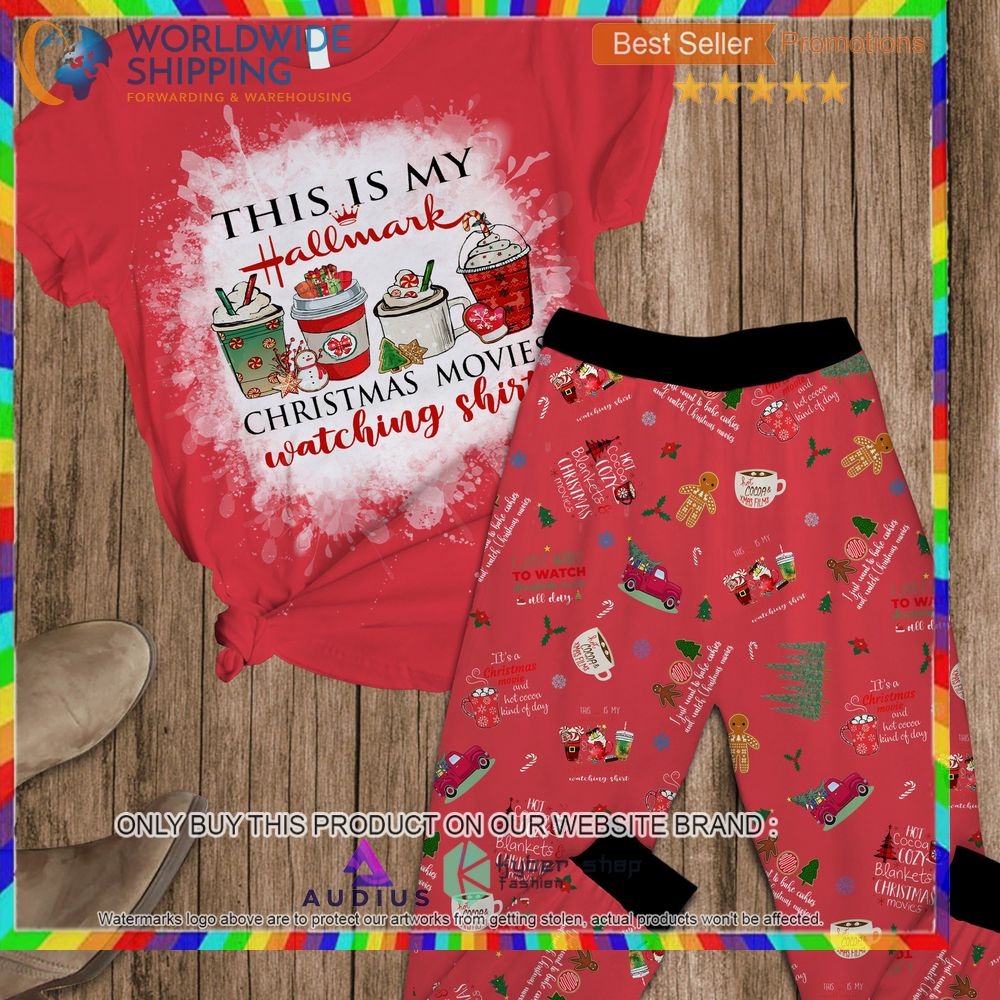 drinking this is my hallmark christmas movie watching shirt pink pajamas set 1 42558