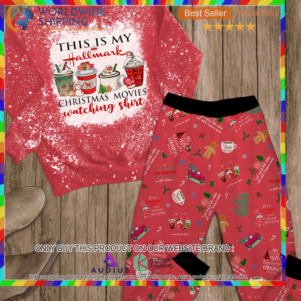drinking this is my hallmark christmas movie watching shirt pink pajamas set 2 82096