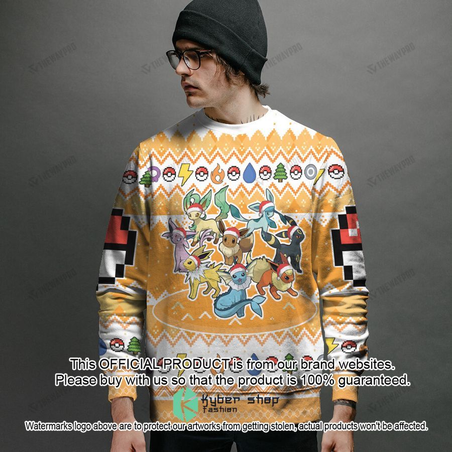 Eevee Evolution Custom Name Christmas Sweater 7
