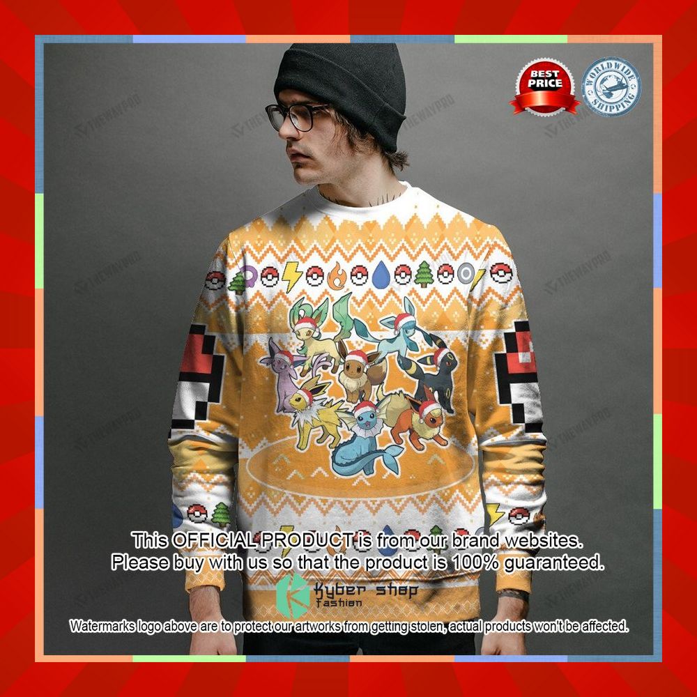 Eevee Evolution Custom Name Christmas Sweater 4