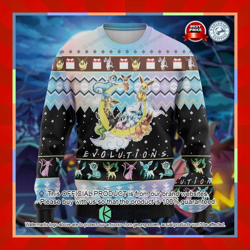 Friends Eevee Evolutions Christmas Sweater 6 Friends Eevee Evolutions Christmas Sweater word2